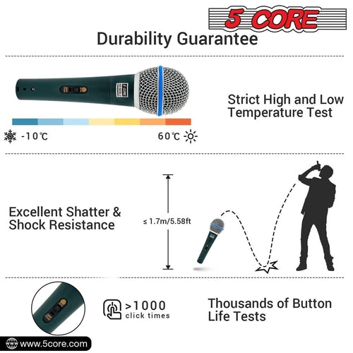 5Core XLR Microphone Dynamic Mic Karaoke Singing Studio Microfono