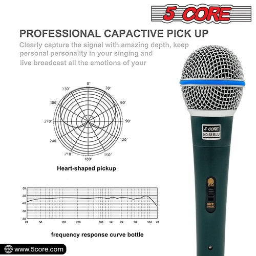 5Core XLR Microphone Dynamic Mic Karaoke Singing Studio Microfono