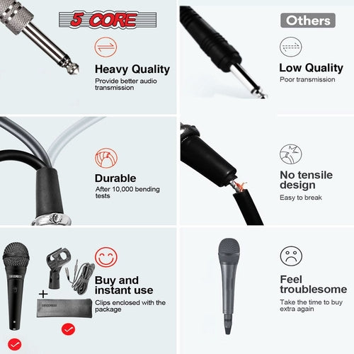 5Core XLR Microphone Dynamic Mic Karaoke Singing Studio Microfono